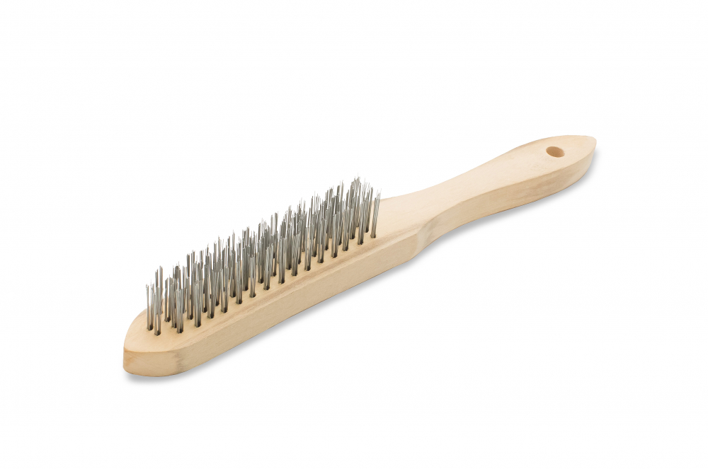 Color Expert / Колор Эксперт щетка стальная стальная 4-х рядная с деревянной ручкой